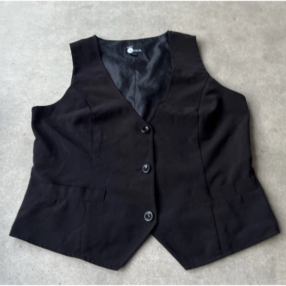 Vintage First Option Vest Jacket 3 Button Black Women’s Size 10 Formal